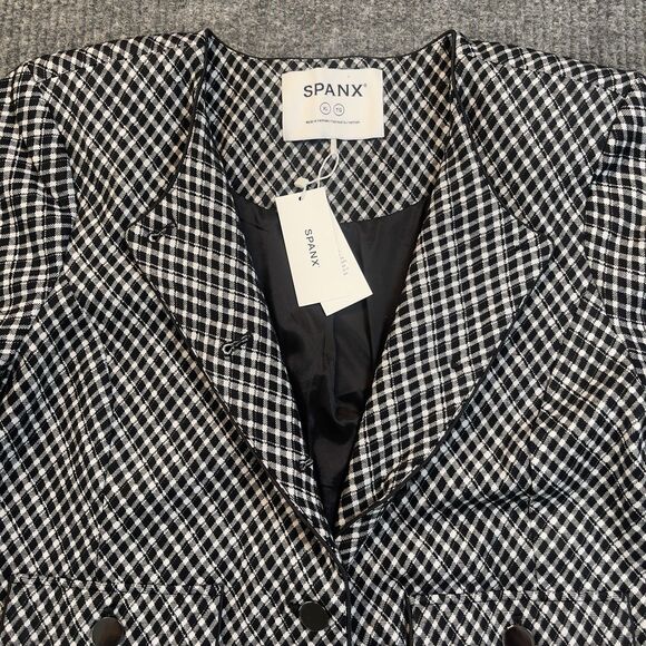 SPANX Womens Size XL Ponte Lady Jacket Stretch Jacquard Black Plaid Blazer NEW - Picture 6 of 12